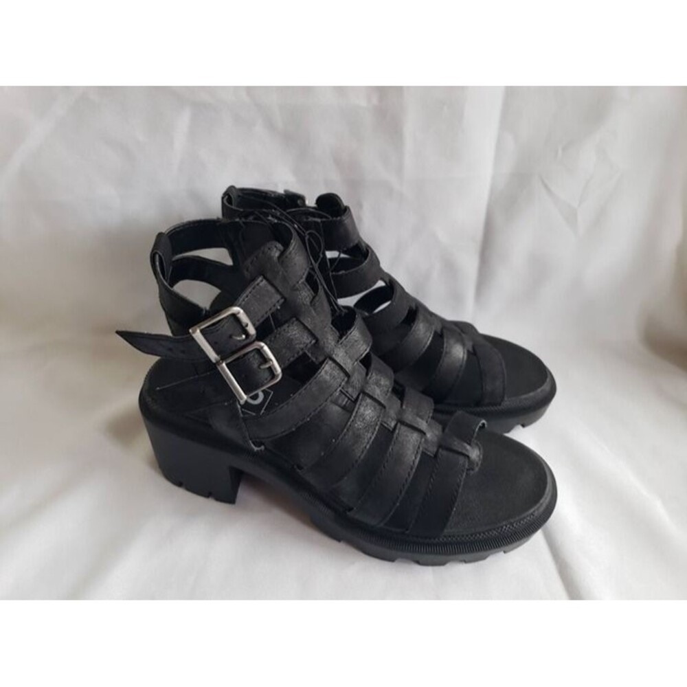 POP Black Gladiator Chunky Heeled Sandals - Womens 8.5 - NEW